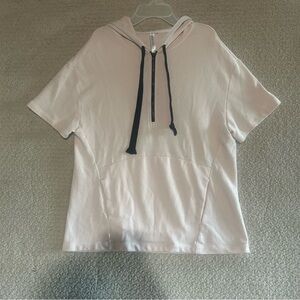 Fabletics Light Pink Short Sleeve Hoodie with Black‎ Drawstrings Medium